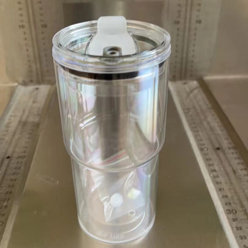 20 Pack China Warehouse Glitter 16oz 24oz Clear Acrylic Snow Globe Cups Plastic Double Wall Tumbler with Pre Drilled Hole and Plug for UV DTF Transfer Wrap