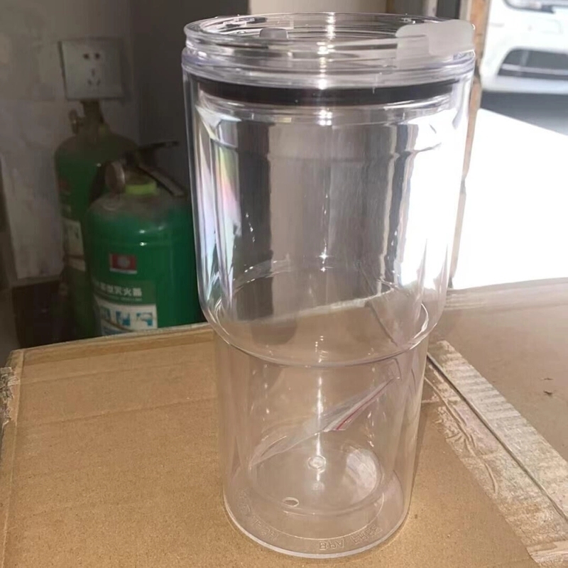 20 Pack China Warehouse Glitter 16oz 24oz Clear Acrylic Snow Globe Cups Plastic Double Wall Tumbler with Pre Drilled Hole and Plug for UV DTF Transfer Wrap