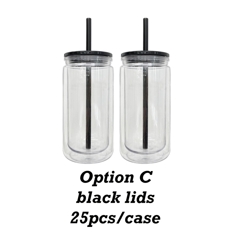 25 Pack China Warehouse 12oz Pre-drilled Cup with Plug 12 oz Snow Globe Plastic Can With Colorful PP Lid
