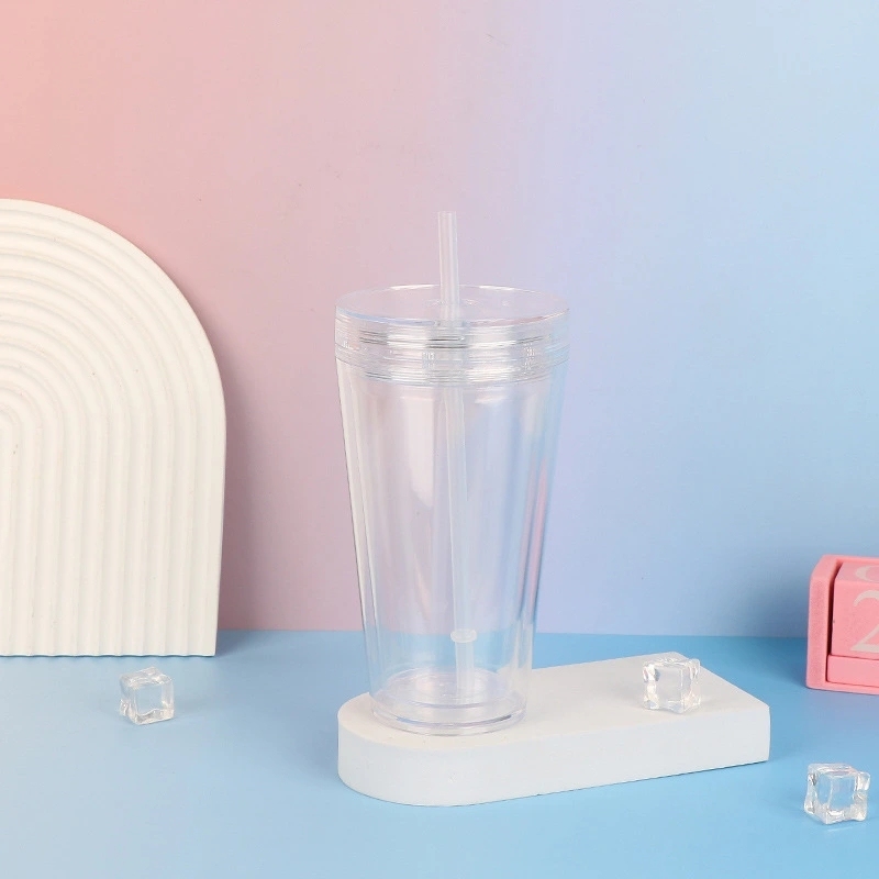 20 Pack China Warehouse 12oz 16oz 24oz Clear Pre Drilled Snow Globe Double Wall Plastic Acrylic Cups with Two Layers Lids 100% Leak Proof