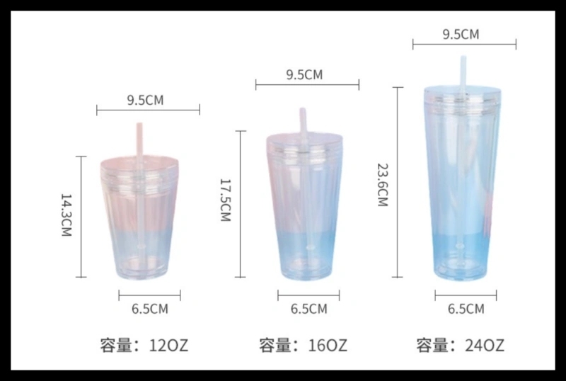 20 Pack China Warehouse 12oz 16oz 24oz Clear Pre Drilled Snow Globe Double Wall Plastic Acrylic Cups with Two Layers Lids 100% Leak Proof