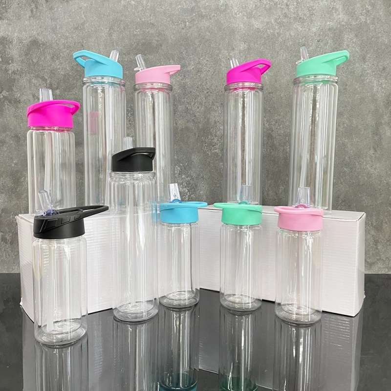 25 Pack 50 Pack China Warehouse 10oz 15oz Double Walled Plastic Water Bottles Plastic Tumbler Cup For Snow Globes With Pre Drilled Hole And Plug