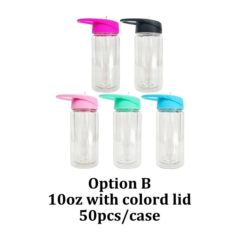 25 Pack 50 Pack China Warehouse 10oz 15oz Double Walled Plastic Water Bottles Plastic Tumbler Cup For Snow Globes With Pre Drilled Hole And Plug