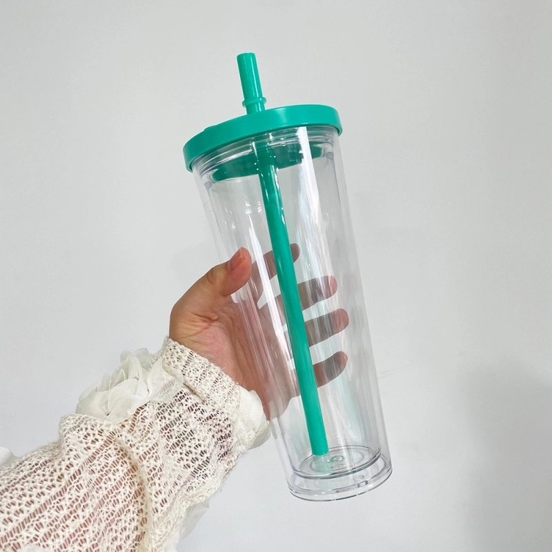 20 Pack China Warehouse 24oz Clear Transparent Pre Drilled Cup Snow Globe Double Wall Plastic Acrylic Tumbler Boba Cups Sold By Case