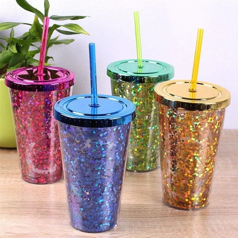 24 Pack China Warehouse 16oz Snow Globe Plastic Cups for UV DTF Wraps and Vinyl 16 oz Double Layer Acrylic Can for DIY (No Pre-drilled and without plug)