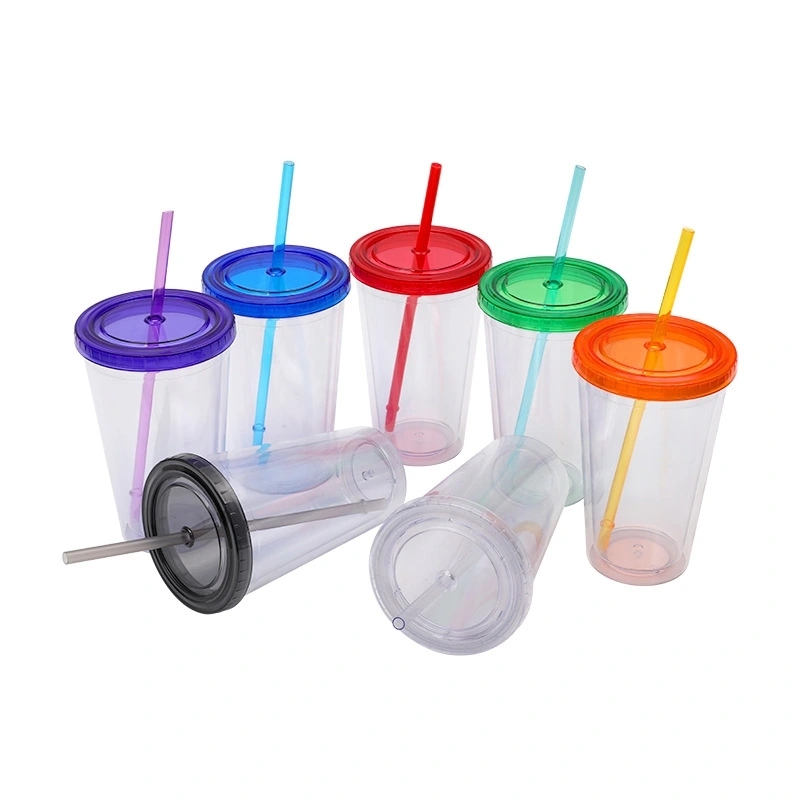 24 Pack China Warehouse 16oz Snow Globe Plastic Cups for UV DTF Wraps and Vinyl 16 oz Double Layer Acrylic Can for DIY (No Pre-drilled and without plug)
