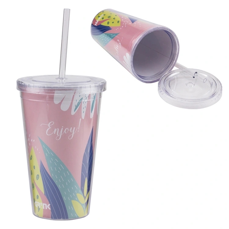 24 Pack China Warehouse 16oz Snow Globe Plastic Cups for UV DTF Wraps and Vinyl 16 oz Double Layer Acrylic Can for DIY (No Pre-drilled and without plug)