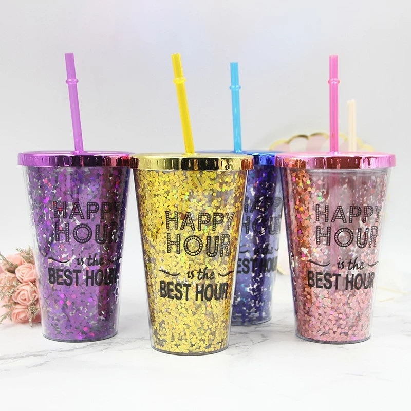 24 Pack China Warehouse 16oz Snow Globe Plastic Cups for UV DTF Wraps and Vinyl 16 oz Double Layer Acrylic Can for DIY (No Pre-drilled and without plug)