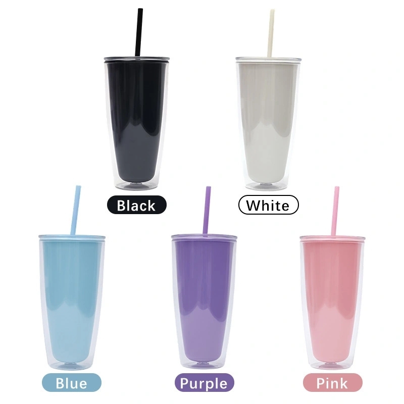 20 Pack China Warehouse 25oz Snow Globe Plastic Cups 25 oz Double Wall Acrylic Can for Glitter DIY 5 Colors Mix Style(No Pre-drilled and without plug)