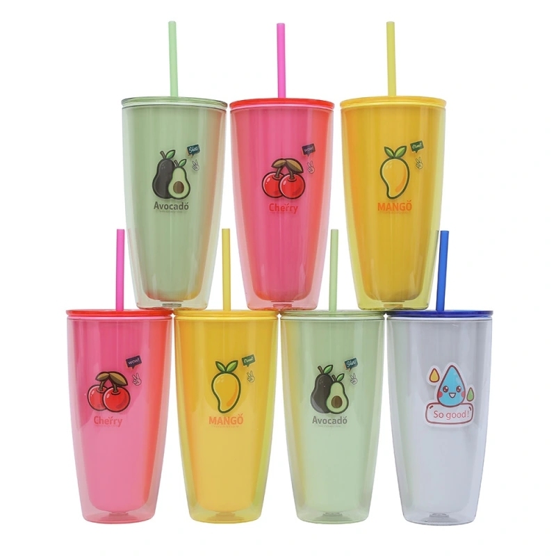 20 Pack China Warehouse 25oz Snow Globe Plastic Cups 25 oz Double Wall Acrylic Can for Glitter DIY 5 Colors Mix Style(No Pre-drilled and without plug)