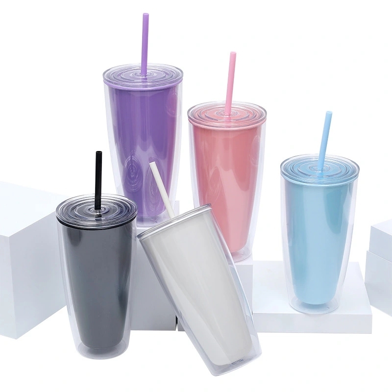 20 Pack China Warehouse 25oz Snow Globe Plastic Cups 25 oz Double Wall Acrylic Can for Glitter DIY 5 Colors Mix Style(No Pre-drilled and without plug)