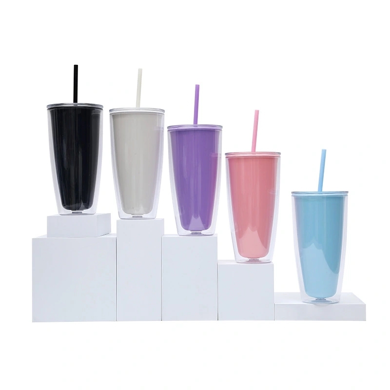 20 Pack China Warehouse 25oz Snow Globe Plastic Cups 25 oz Double Wall Acrylic Can for Glitter DIY 5 Colors Mix Style(No Pre-drilled and without plug)