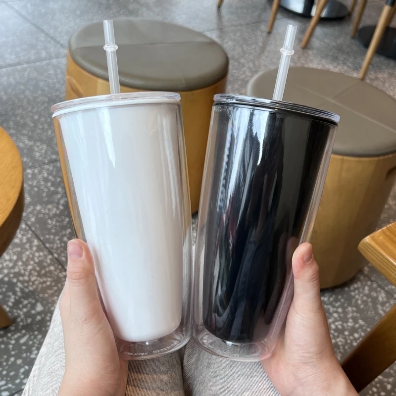 20 Pack China Warehouse 25oz Snow Globe Plastic Cups 25 oz Double Wall Acrylic Can for Glitter DIY 5 Colors Mix Style(No Pre-drilled and without plug)