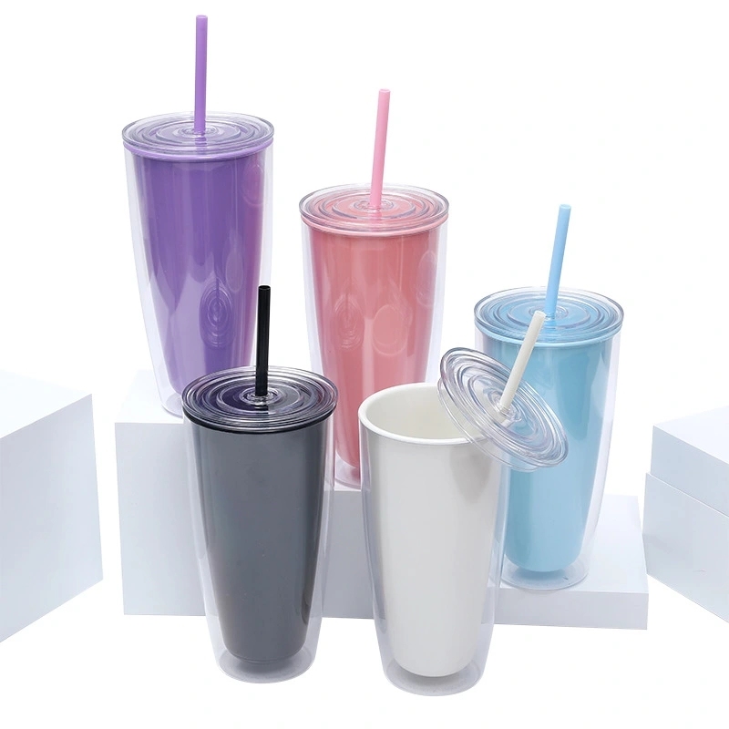 20 Pack China Warehouse 25oz Snow Globe Plastic Cups 25 oz Double Wall Acrylic Can for Glitter DIY 5 Colors Mix Style(No Pre-drilled and without plug)