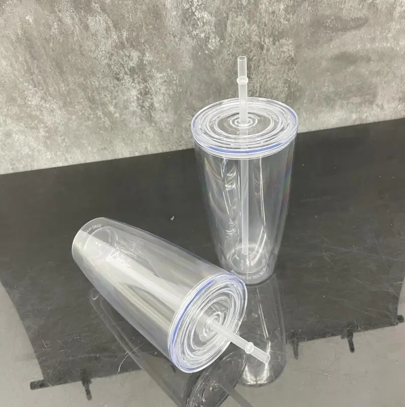 25 Pack China Warehouse 25oz Clear Snow Globe Plastic Cups 25 oz Double Wall Acrylic Can for Glitter(No Pre-drilled and without plug)