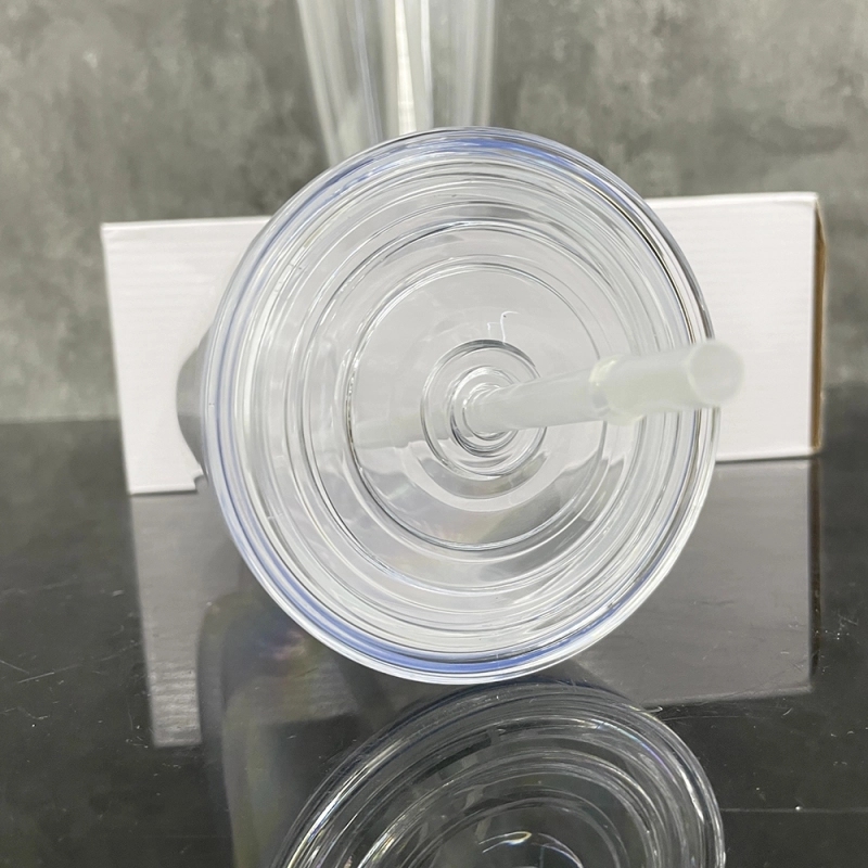 25 Pack China Warehouse 25oz Clear Snow Globe Plastic Cups 25 oz Double Wall Acrylic Can for Glitter(No Pre-drilled and without plug)
