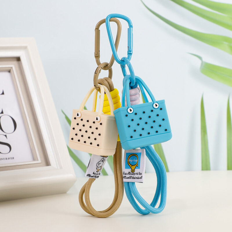 Beach Bag Pendant Keychain Cartoon Silicone Bracelet