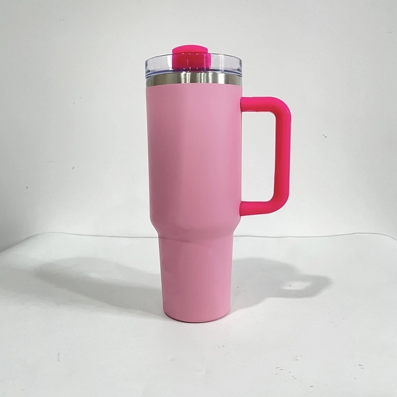 20 Pack USA Warehouse Flamingo Stanley Style 40 oz Cup 40oz Powder Coated Quencher Tumblers for Laser Engraving