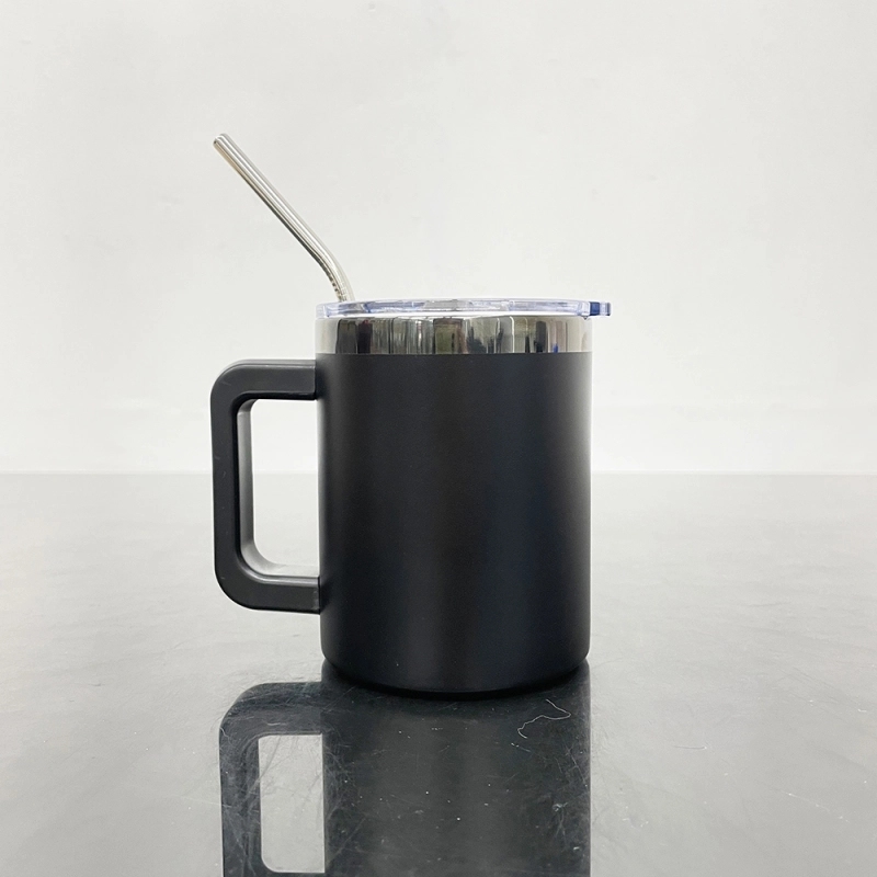 25 Pack USA Warehouse 10oz Black Plated Lowball Metal Tumblers for Laser Engraving With Removable Plastic Handle Water Cups With Magnetic Lids and Stainless Steel Straw