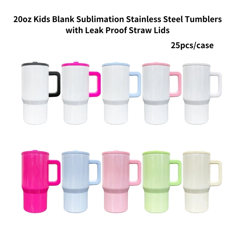 25 Pack USA Warehouse 20oz Kids Blank Sublimation Stainless Steel Tumblers 20 oz Cup with Leak Proof Straw Lids Also Nice Choose for Outdoor and School