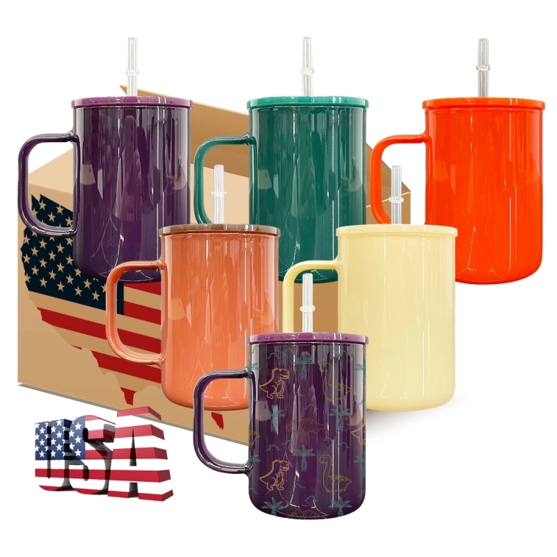 25 Pack USA Warehouse 17oz Blank Sublimation Glass Mugs for Coffee Hot Cocoa Pretty Warm Autumn Fall Winter Color Gass Cups for UV DTF Wraps