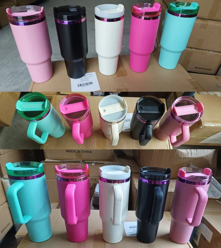 20 Pack USA Warehouse Colored H2.0 40oz Purple Underneath Plated Powder Coated Quencher Tumblers 40oz Stainless Steel Cup
