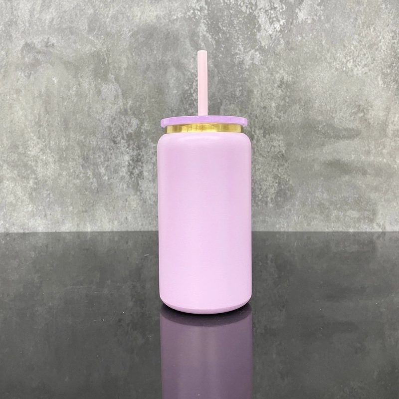 25 Pack USA Warehouse 16oz Gold Underneath Vacuum Insulated Stainless Steel Can 16 oz Cute Pudding Color Metal Cups for Laser Engraving