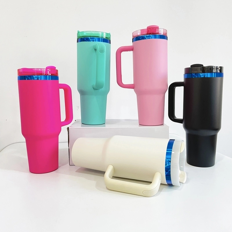 20 Pack USA Warehouse 40oz Blue Underneath Mix Color Powder Coat H2.0 Quencher Tumblers 40 oz Stainless Steel Cup