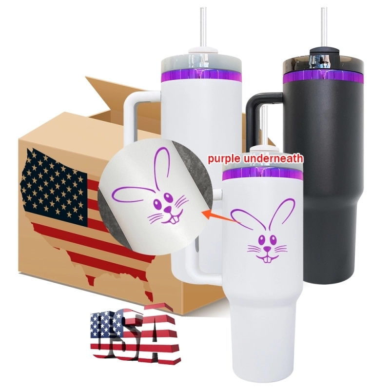 20 Pack USA Warehouse H2.0 40oz Purple Underneath Powder Coated Quencher Tumblers 40 oz Stainless Steel Cup
