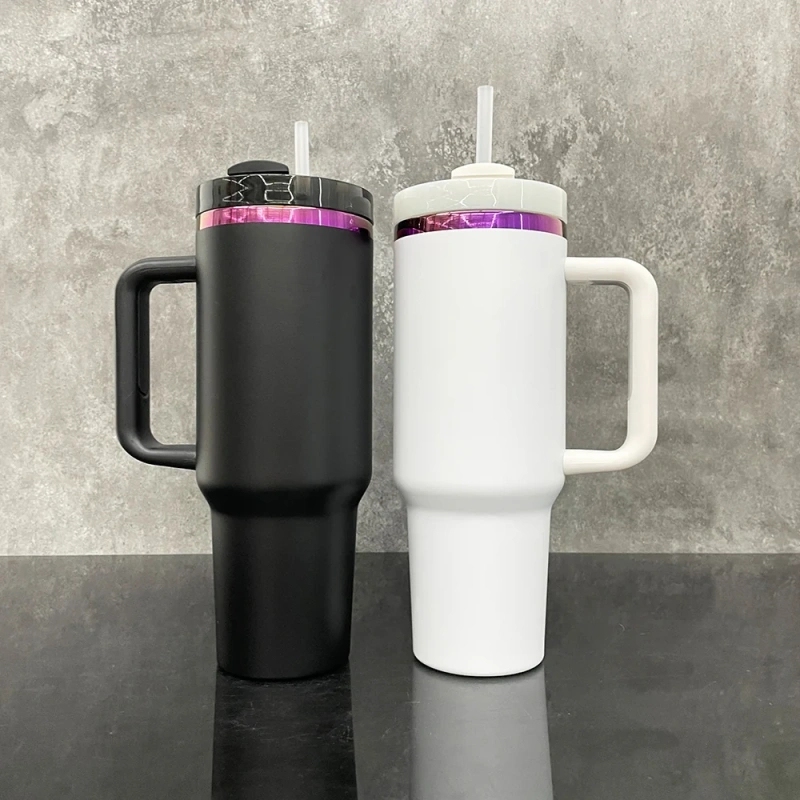 20 Pack USA Warehouse H2.0 40oz Purple Underneath Powder Coated Quencher Tumblers 40 oz Stainless Steel Cup