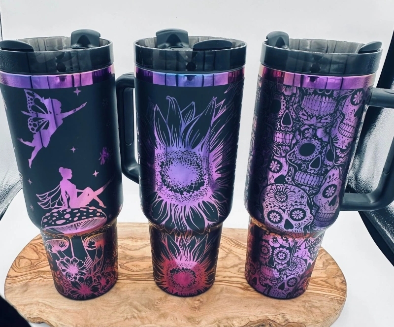 20 Pack USA Warehouse H2.0 40oz Purple Underneath Powder Coated Quencher Tumblers 40 oz Stainless Steel Cup