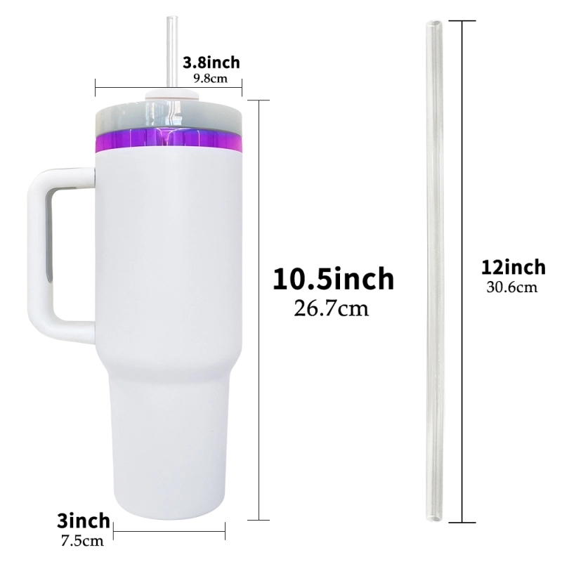 20 Pack USA Warehouse H2.0 40oz Purple Underneath Powder Coated Quencher Tumblers 40 oz Stainless Steel Cup