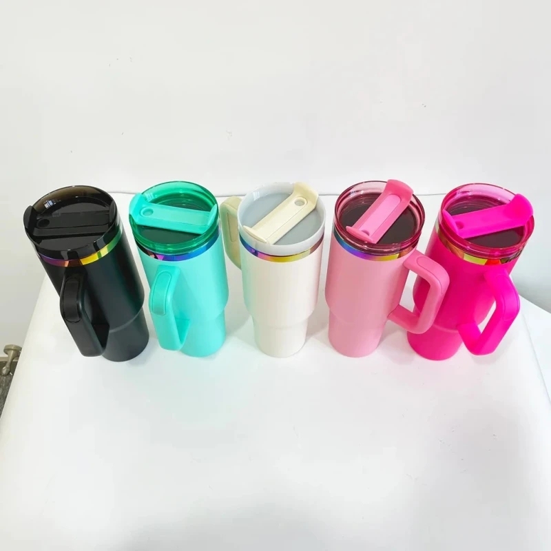 20 Pack USA Warehouse H2.0 40oz Powder Coat Mixed Color Rainbow Plated Tumblers 40 oz Cup for Laser Engraving