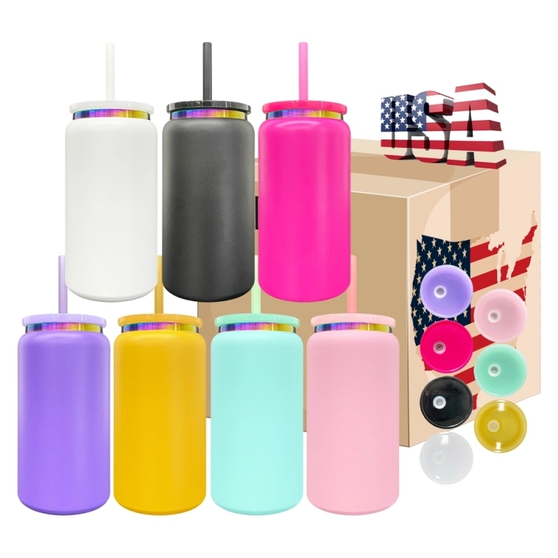 25 Pack USA Warehouse 16oz Rainbow Plated Vacuum Insulated Stainless Steel Can 16oz Stainless Steel Cup