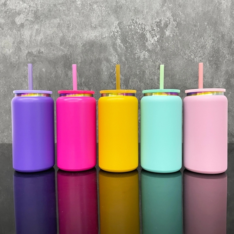 25 Pack USA Warehouse 16oz Rainbow Plated Vacuum Insulated Stainless Steel Can 16oz Stainless Steel Cup