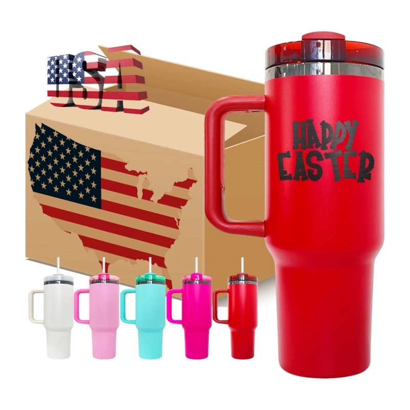 20 Pack USA Warehouse H2.0 40oz Power Coated Mirror Black Plated Tumbler 40 oz Stainless Steel Cup For Laser Engraving