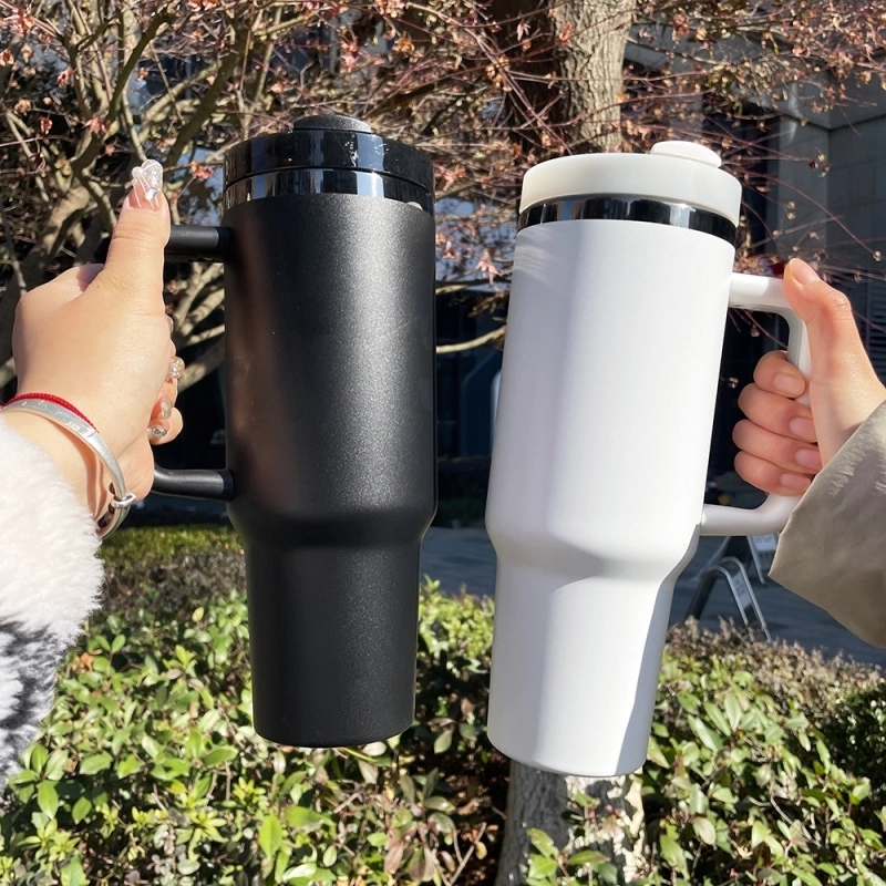20 Pack USA Warehouse H2.0 40oz Power Coated Mirror Black Plated Tumbler 40 oz Stainless Steel Cup For Laser Engraving