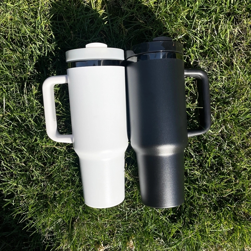 20 Pack USA Warehouse H2.0 40oz Power Coated Mirror Black Plated Tumbler 40 oz Stainless Steel Cup For Laser Engraving