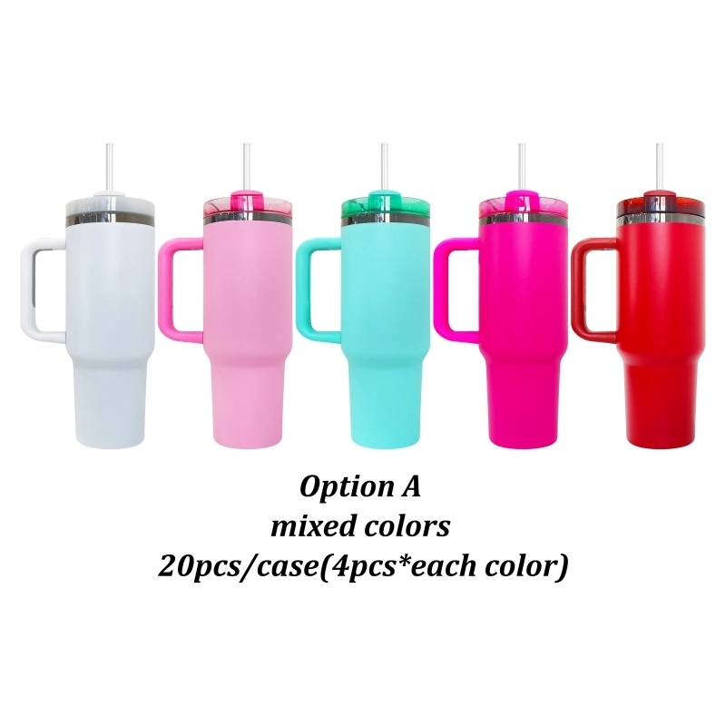20 Pack USA Warehouse H2.0 40oz Power Coated Mirror Black Plated Tumbler 40 oz Stainless Steel Cup For Laser Engraving