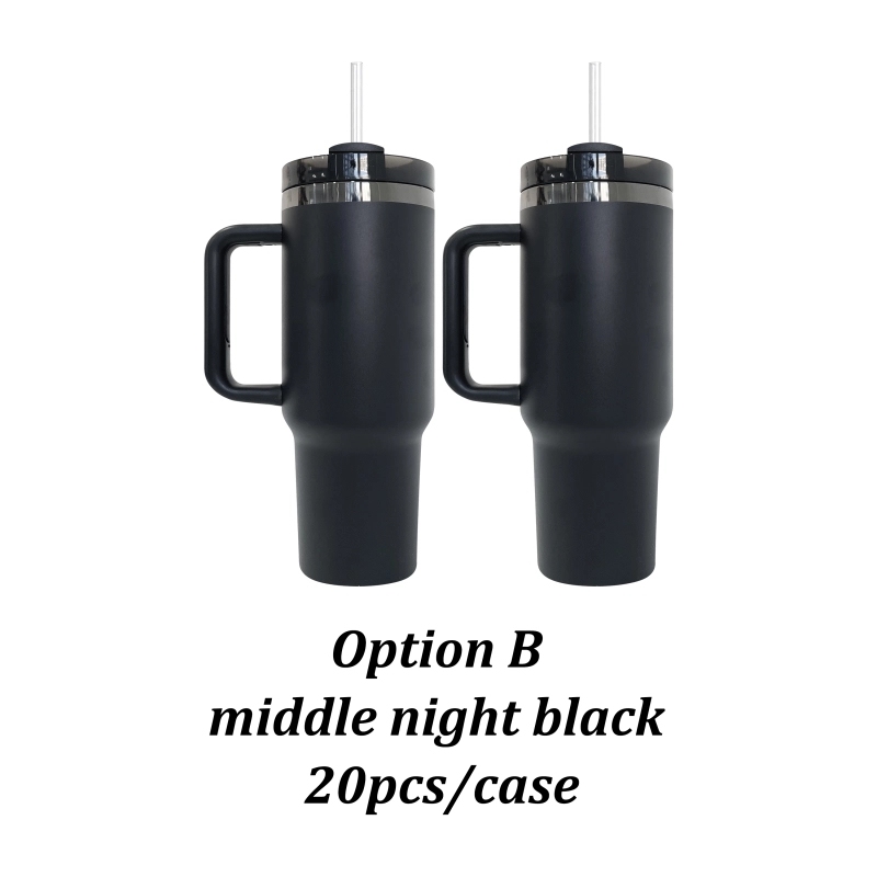 20 Pack USA Warehouse H2.0 40oz Power Coated Mirror Black Plated Tumbler 40 oz Stainless Steel Cup For Laser Engraving