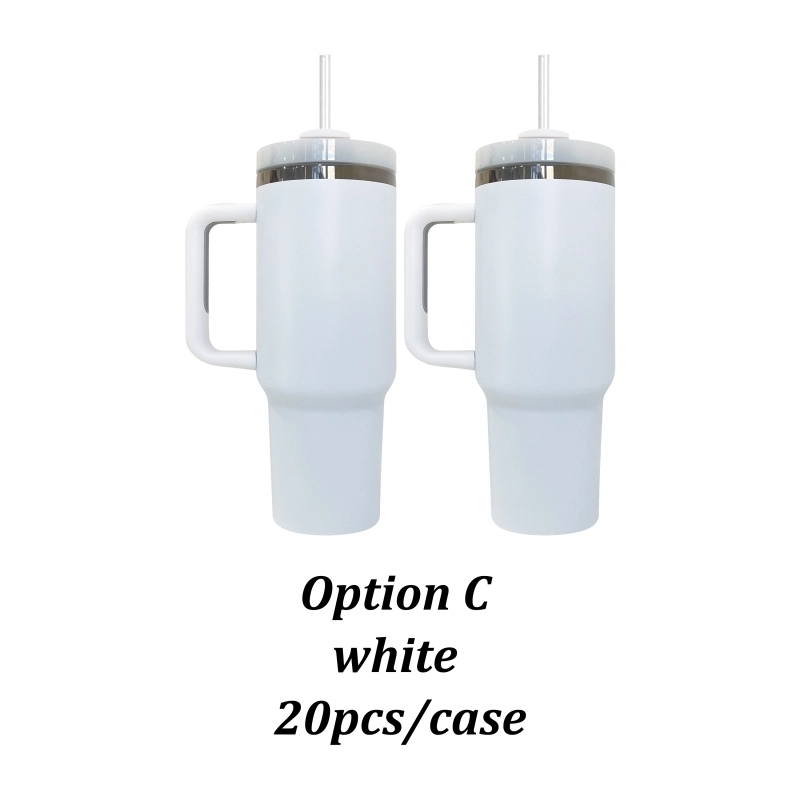 20 Pack USA Warehouse H2.0 40oz Power Coated Mirror Black Plated Tumbler 40 oz Stainless Steel Cup For Laser Engraving