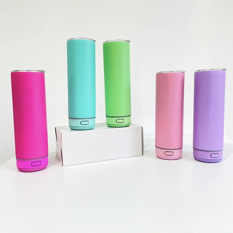25 Pack USA Warehouse Macaron Colors 20oz Sublimation Blanks Straight Music Player Bluetooth Speaker Tumbler 20 oz Stainless Steel Cup