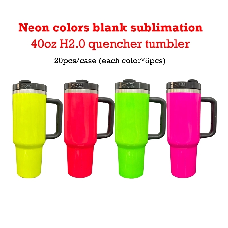 20 Pack USA Warehouse H2.0 30oz 40oz Stainless Steel Cup Neon Colors Blank Sublimation Quencher Tumbler