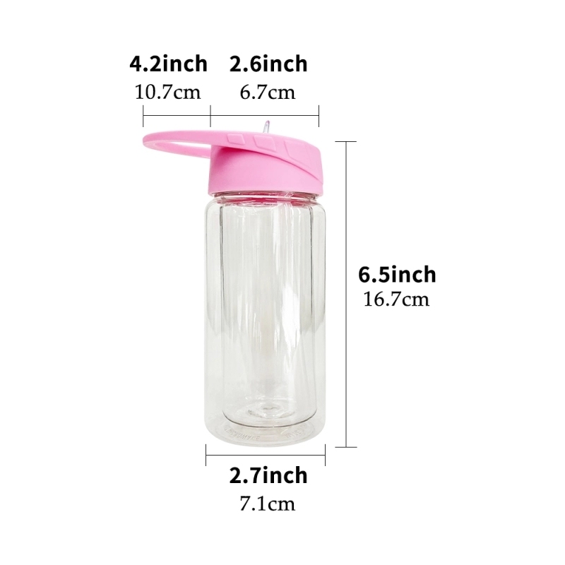 50 Pack USA Warehouse 10oz Double Walled Plastic Water Bottles For 10 oz Snow Globes Cup With Pre Drilled Hole And Plug