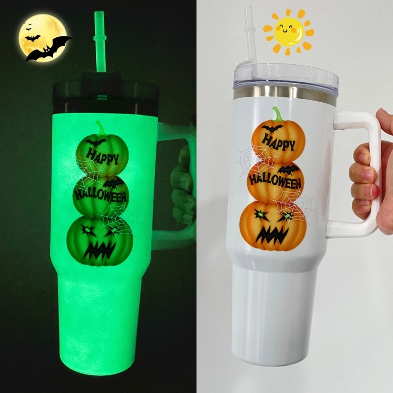 20 Pack USA Warehouse Glow In Dark 40oz Tumbler 40 oz Stainless Steel Cup With Lid And Straw For DIY Sublimation Printing