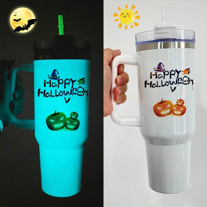 20 Pack USA Warehouse Glow In Dark 40oz Tumbler 40 oz Stainless Steel Cup With Lid And Straw For DIY Sublimation Printing