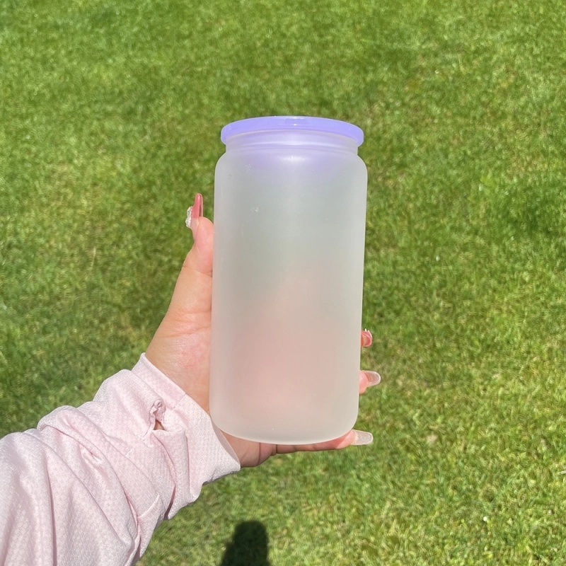 50 Pack USA Warehouse Blank Sublimation 16oz Frosted Clear Glass Can 16 oz Glass Cup With PP Lids