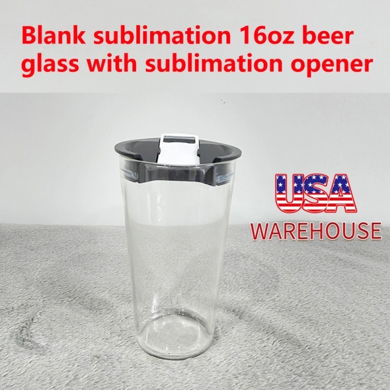 30 Pack USA Warehouse 20oz Clear Blank Sublimation Pint Beer Glass Cup 20 oz Glass Tumbler Mug With Opener Lids