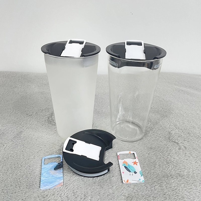 30 Pack USA Warehouse 20oz Clear Blank Sublimation Pint Beer Glass Cup 20 oz Glass Tumbler Mug With Opener Lids