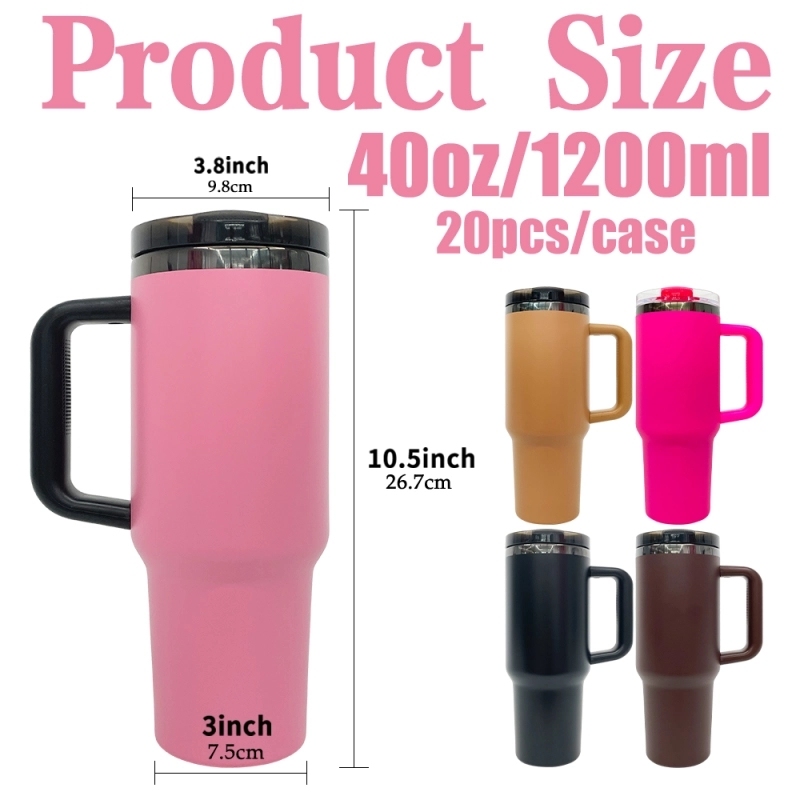 20 Pack USA Warehouse 40oz Black Plate Protour Lid Quencher Tumblers 40 oz Stainless Steel Cup for Laser Engraving
